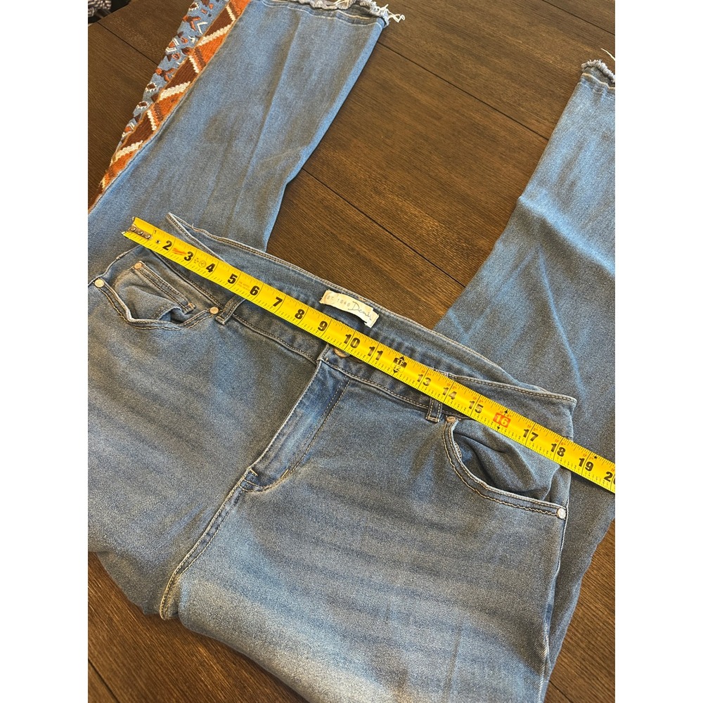 EST 1946 Denim Flare Jeans Embellished Boho Geometric Print Plus Size 18W - Picture 6 of 8